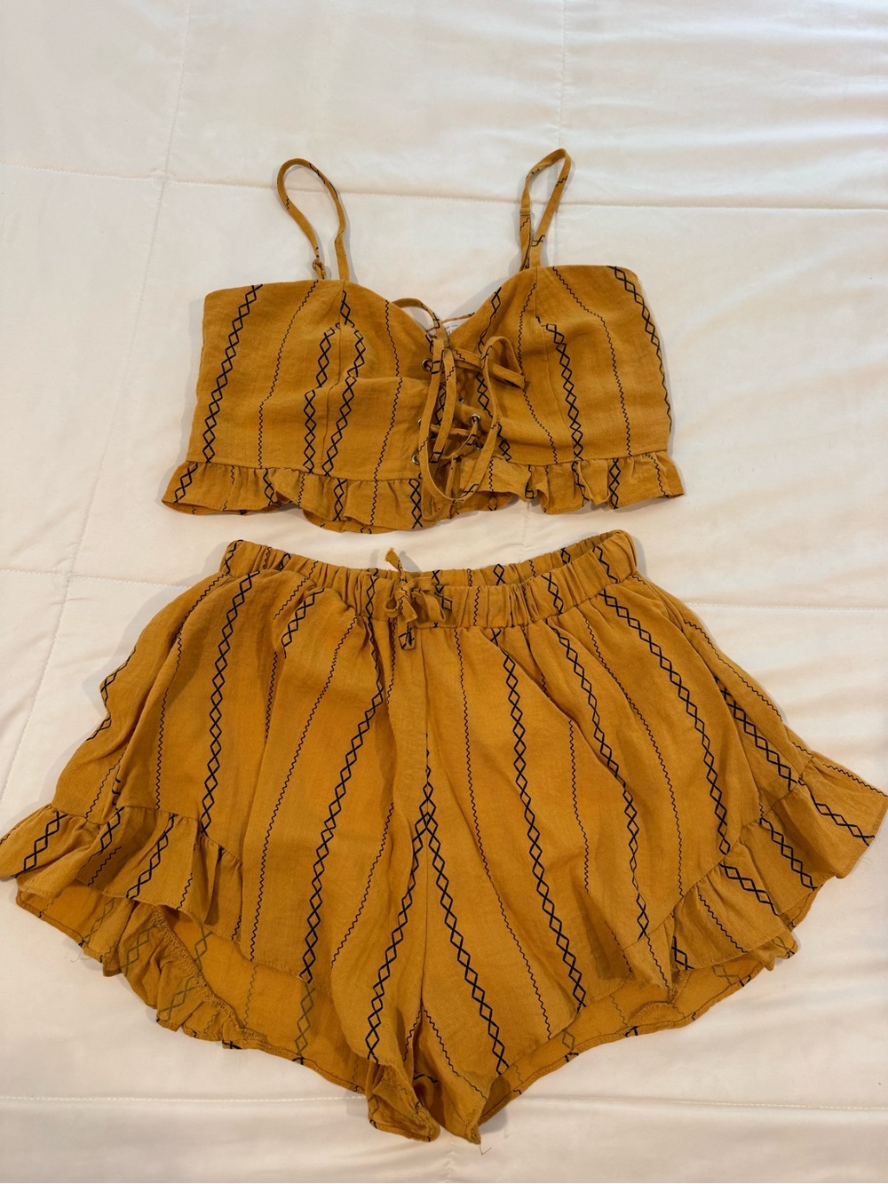 Golden Two Piece Set | Top: Size M | Bottoms: Size Small